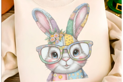 Patchwork Floral Easter Bunny Face PNG Product Image 1
