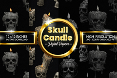 Skull Candle Pattern Digital Papers - 04 Variations Product Image 1