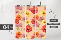 Watercolor Zinnia Digital Papers - 04 Variations Product Image 2