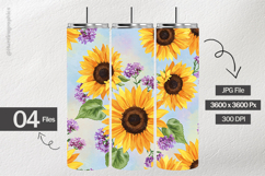 Watercolor Sunflower Digital Papers - 04 Variations Product Image 2