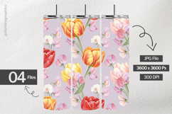 Watercolor Tulip Digital Papers - 04 Variations Product Image 2