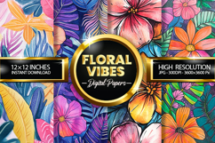 Floral Vibes Digital Papers - 04 variations Product Image 1