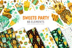 Watercolor Sweets Clipart, Patterns and Card Templates Product Image 1