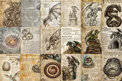 Mystic Dragon Vintage Digital Paper | Journal JPG Product Image 2