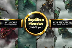 Reptilian Monster Digital Papers - 04 Variations Product Image 1