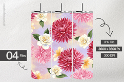 Watercolor Chrysanthemum Digital Papers - 04 Variations Product Image 2