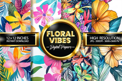 Floral Vibes Digital Papers - 04 variations Product Image 1