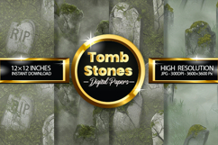 Spooky Tombstone Graveyard Digital Papers - 04 Variations Product Image 1