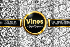 Black Vine Pattern Digital Papers - 04 Variations Product Image 1