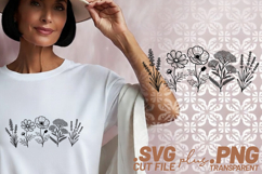 4x Floral SVG Wildflower Daisy Border Cut Files Cricut PNG Product Image 2