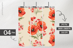 Watercolor Poppy Digital Papers - 04 Variations Product Image 2