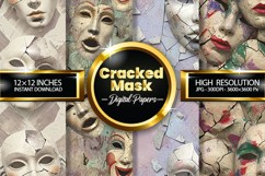 Cracked Mask Digital Papers - 04 Variations Product Image 1