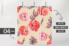 Watercolor Geranium Digital Papers - 04 Variations Product Image 2