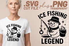4x Ice Fishing Snowman Legend Gone Fishing SVG Cut Files Art Product Image 2