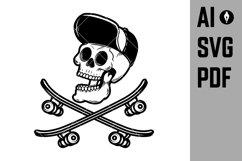 Skateboarder skull with crossed skateboards. Design element Product Image 1