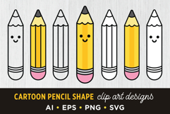 Cartoon Pencil Clip Art Set Product Image 1
