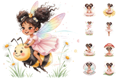 Watercolor Black Fairy Clipart Bundle Product Image 1