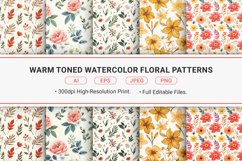 Warm Toned Watercolor Floral Patterns Product Image 1