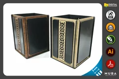 Wooden Pen Holder SVG, Office Desk Pen Case, Laser Cut File Product Image 1