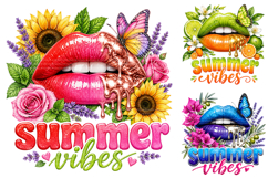 Summer Vibes Dripping Lips PNG Product Image 1
