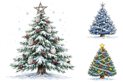 Christmas Tree Holiday Clipart, Sublimation Designs Product Image 1