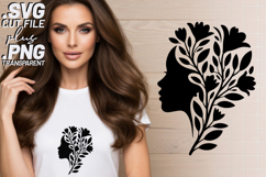 4x Breast Cancer Awareness Floral Profile Woman SVG Cut File Product Image 2