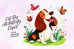 Cute dog with butterfly clipart Product Image 1