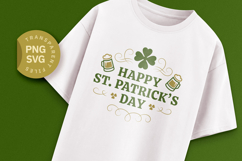 Happy St. Patrick's Day Beer &amp; Clover SVG Product Image 1