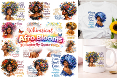 Whimsical Afro Blooms Butterfly Quote PNG Bundle Product Image 1