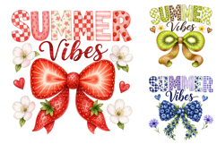 Summer Vibes PNG Bundle, Fruit Bow Clipart Product Image 1