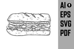 Illustration of sandwich in engraving style. Design element Product Image 1