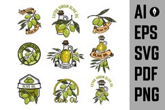 Set of olive oil emblems. Olive branch. Product Image 1