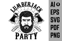Lumberjack party. Lumberjack head on with crossed axes Product Image 1