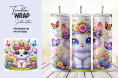 Kawaii Floral Puppy Tumbler Wrap Sublimation PNG Product Image 1