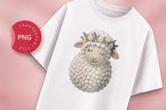 Knitted Sheep with Flower Crown PNG Product Image 1