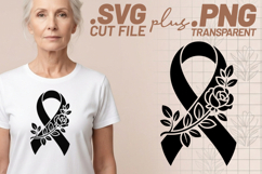 4x Cancer Awareness Ribbon Rose Heart SVG Cut Files Product Image 2