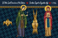 Traditional illustrations of Saint Petka. Saint Parascheva of the Balkans in Byzantine style bundle