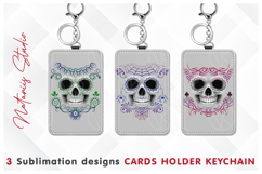 3 Funny Funny Skull Designs - Cards Holder Keychain Product Image 1