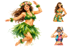 Tropical Watercolor Woman Clipart Bundle Product Image 1
