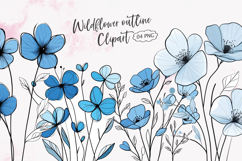 Wildflower hand draw outline clipart PNG Product Image 1