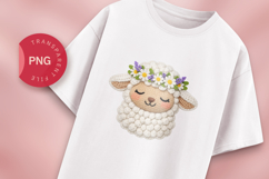 Knitted Sheep with Flower Crown PNG Product Image 1