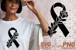 4x Breast Cancer Awareness Ribbon Woman Floral SVG Cut Files Product Image 2
