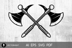 Crossed medieval axe isolated on white background. Product Image 1