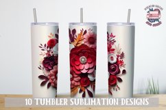 3D Flower Sublimation bundle Tumbler Wrap 20 oz Burgundy Product Image 2