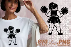 4x Cheerleader Pom Poms Bow Smile Jump SVG Cut Files Shirts Product Image 2