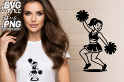 4x Cheerleader Smile Jump Silhouette Pom Poms SVG Cut Files Product Image 2