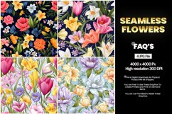 Seamless Flowers Square Coaster - 04 Variations Product Image 1