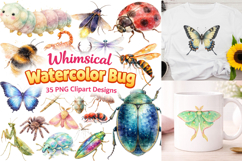 Whimsical Watercolor Bugs Clipart Pack Product Image 1