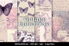 Purple Vintage Scrapbook Papers, Old Ephemera Digital Paper Product Image 1