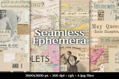 Vintage Ephemera Seamless Digital Papers, Old Backgrounds Product Image 1